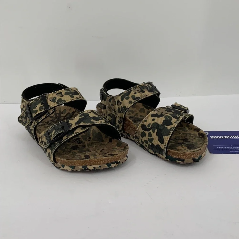 Birkenstock New York sandal camo khaki green back strap adjustable child 26 8